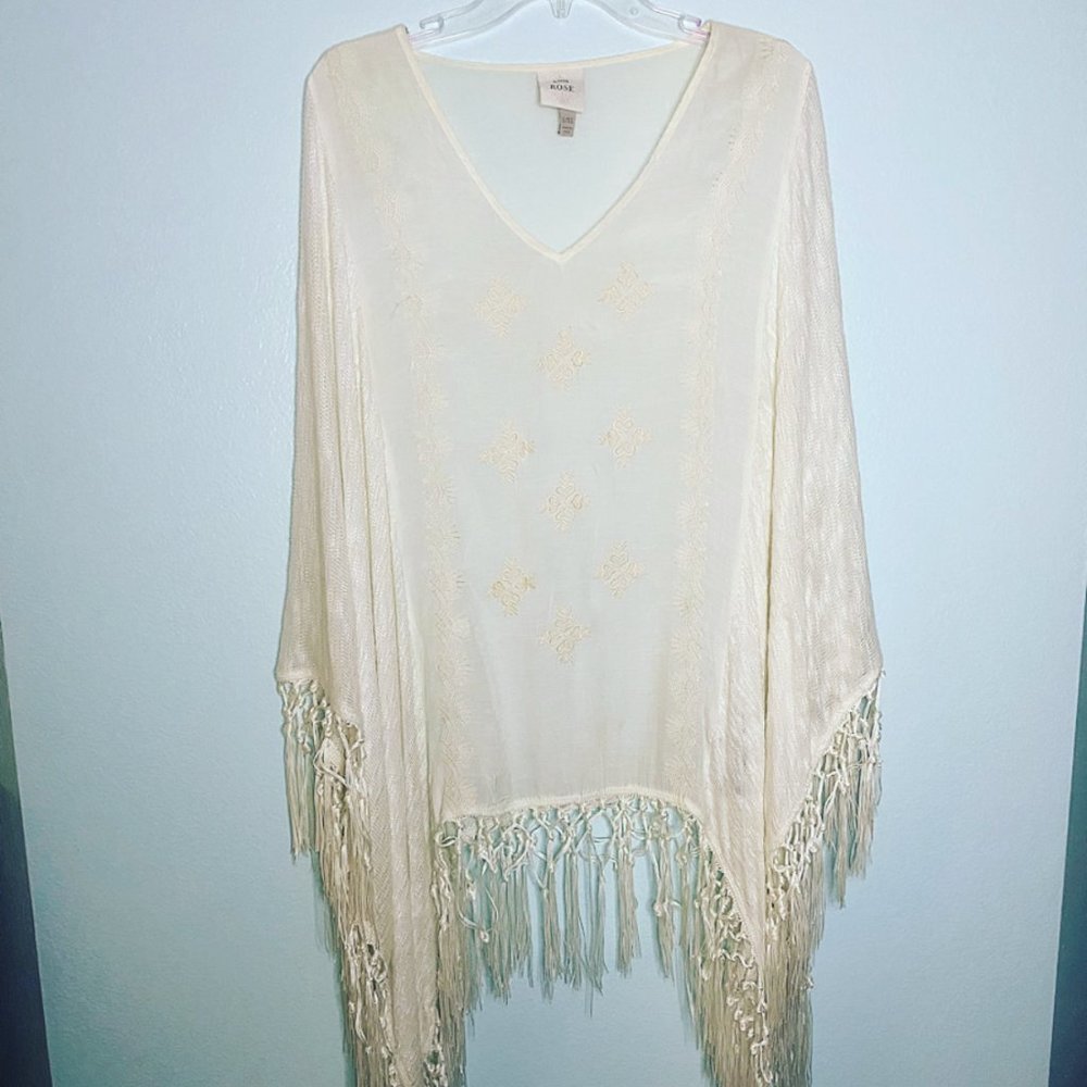 Knox Rose Cream Fringe Poncho